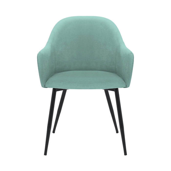 Pixie Two Tone Teal Fabric Dining Room Chair with Black Metal Legs