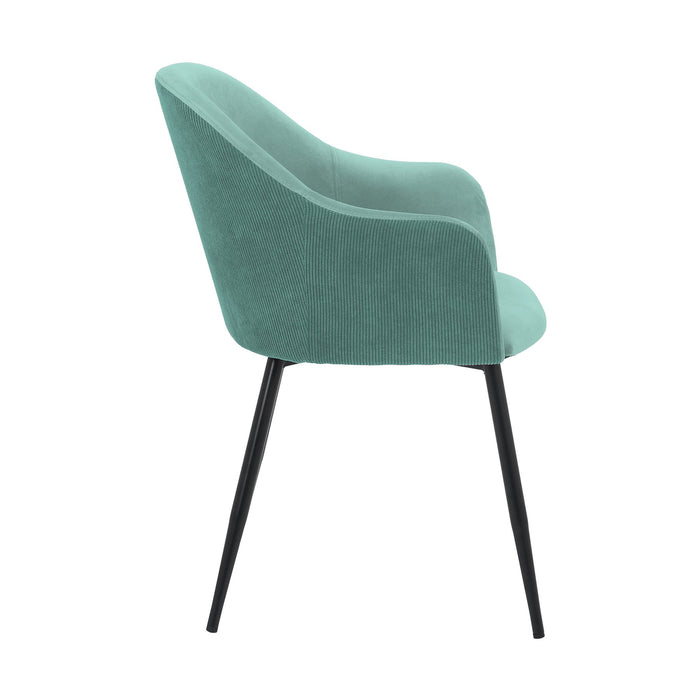 Pixie Two Tone Teal Fabric Dining Room Chair with Black Metal Legs
