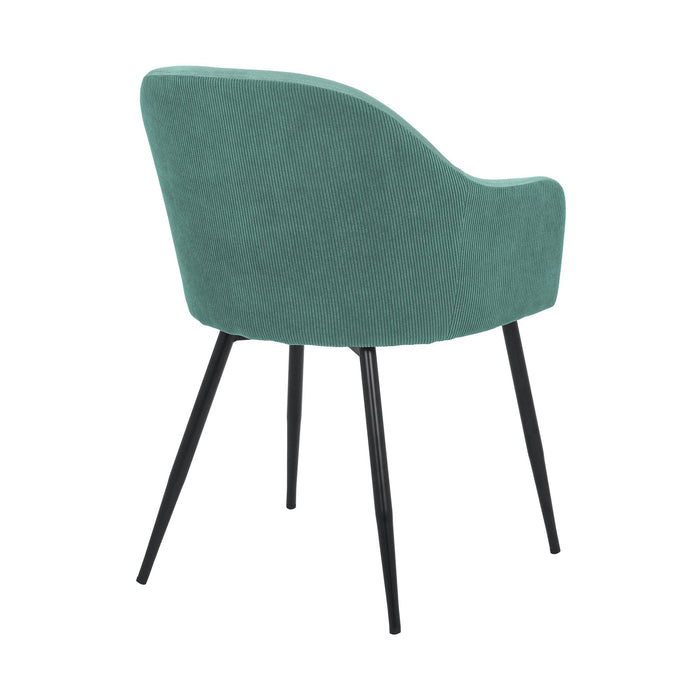 Pixie Two Tone Teal Fabric Dining Room Chair with Black Metal Legs
