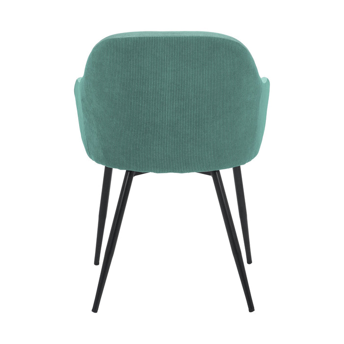Pixie Two Tone Teal Fabric Dining Room Chair with Black Metal Legs