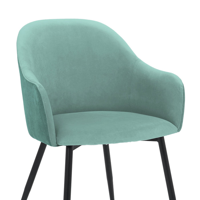 Pixie Two Tone Teal Fabric Dining Room Chair with Black Metal Legs