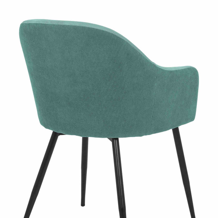 Pixie Two Tone Teal Fabric Dining Room Chair with Black Metal Legs