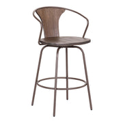 Payton Industrial 26" Swivel Walnut Wood and Metal Bar Stool - Furniture City (CA)l