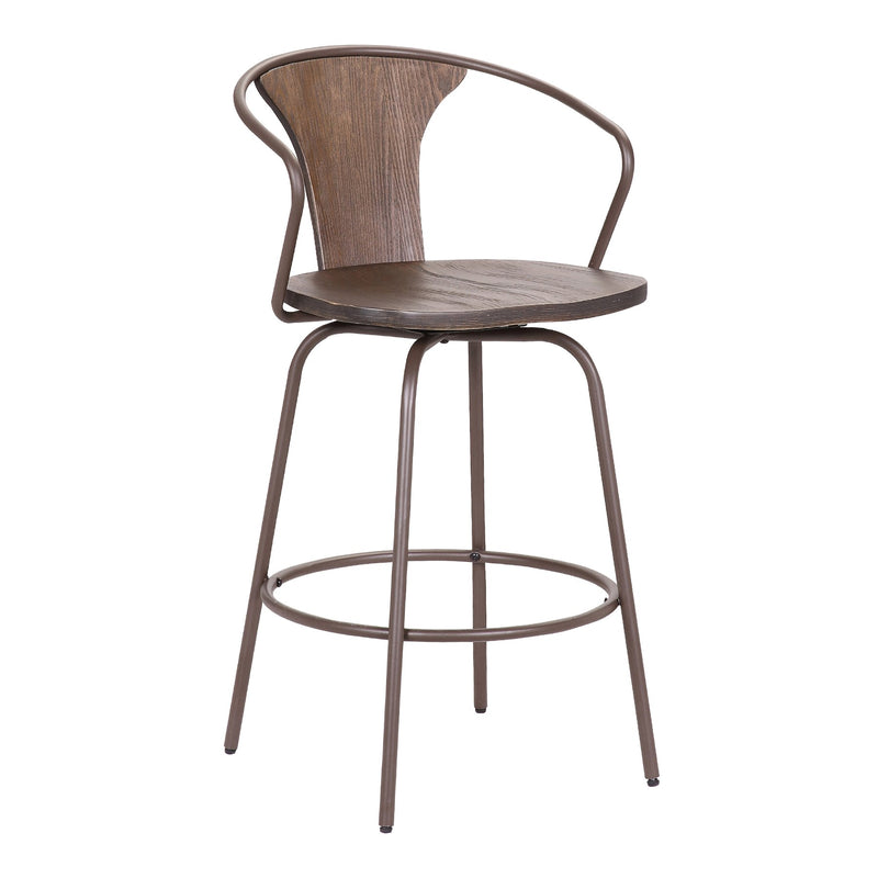 Payton Industrial 26" Swivel Walnut Wood and Metal Bar Stool - Furniture City (CA)l