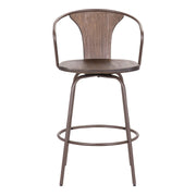 Payton Industrial 26" Swivel Walnut Wood and Metal Bar Stool - Furniture City (CA)l