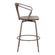 Payton Industrial 26" Swivel Walnut Wood and Metal Bar Stool - Furniture City (CA)l