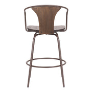 Payton Industrial 26" Swivel Walnut Wood and Metal Bar Stool - Furniture City (CA)l