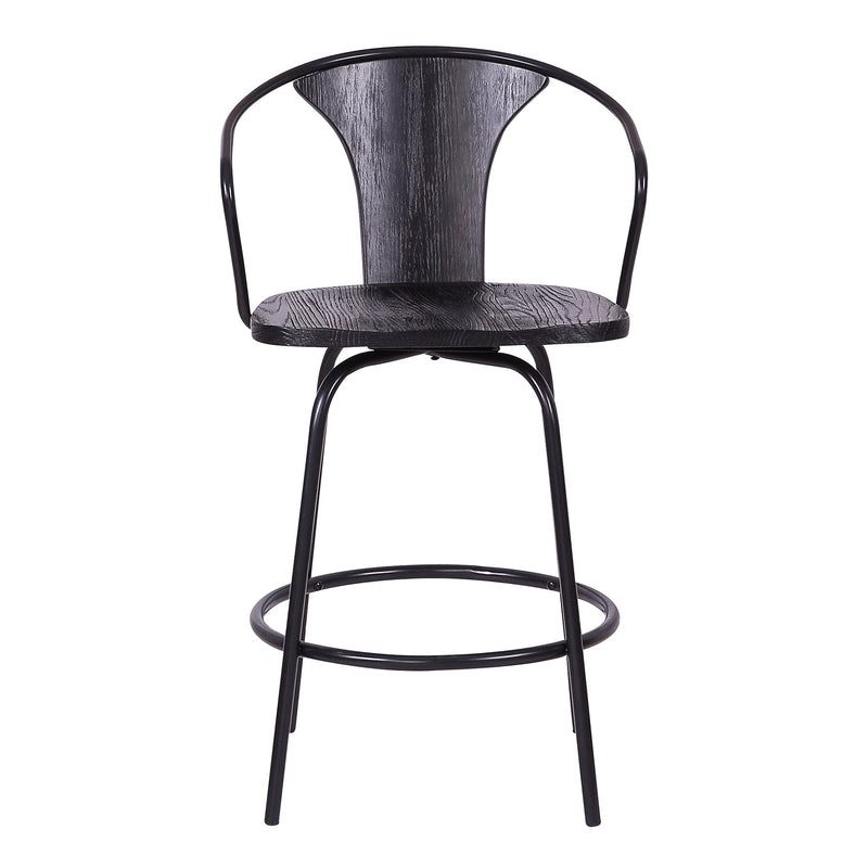 Payton Industrial 26" Swivel Black Wood and Metal Bar Stool - Furniture City (CA)l