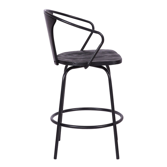 Payton Industrial 26" Swivel Black Wood and Metal Bar Stool