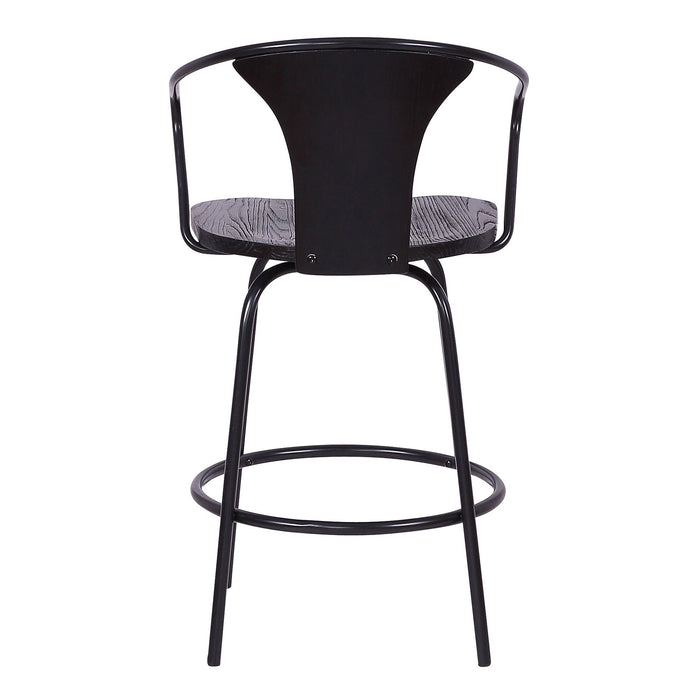 Payton Industrial 26" Swivel Black Wood and Metal Bar Stool