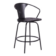 Payton Industrial 30" Swivel Black Wood and Metal Bar Stool - Furniture City (CA)l