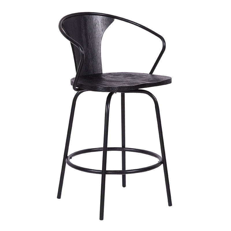 Payton Industrial 30" Swivel Black Wood and Metal Bar Stool - Furniture City (CA)l