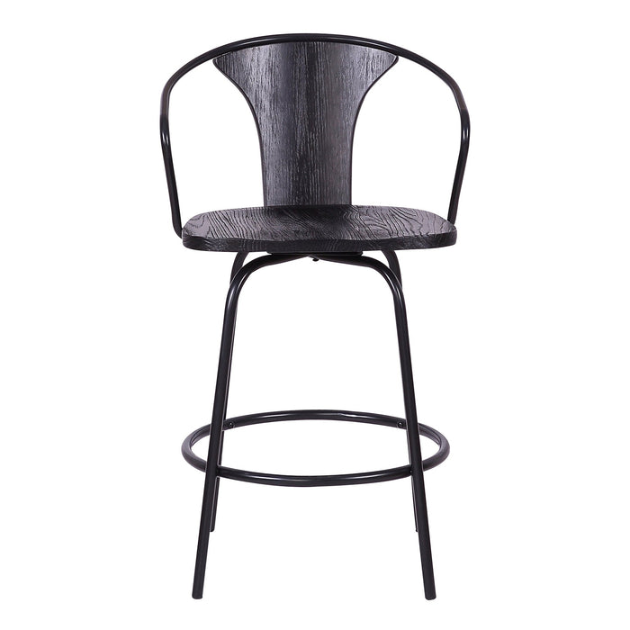 Payton Industrial 30" Swivel Black Wood and Metal Bar Stool