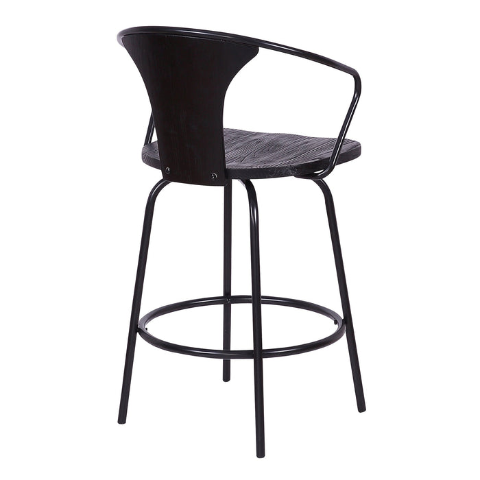 Payton Industrial 30" Swivel Black Wood and Metal Bar Stool