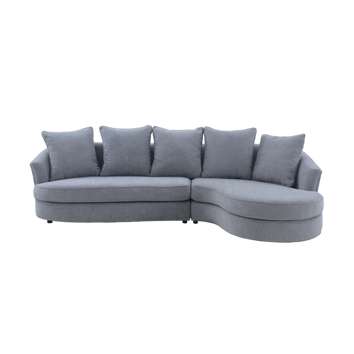 Queenly Gray Fabric Upholstered Corner Sofa