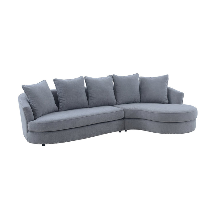 Queenly Gray Fabric Upholstered Corner Sofa
