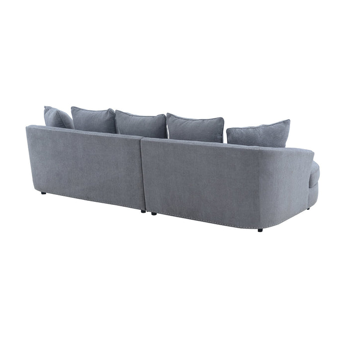 Queenly Gray Fabric Upholstered Corner Sofa