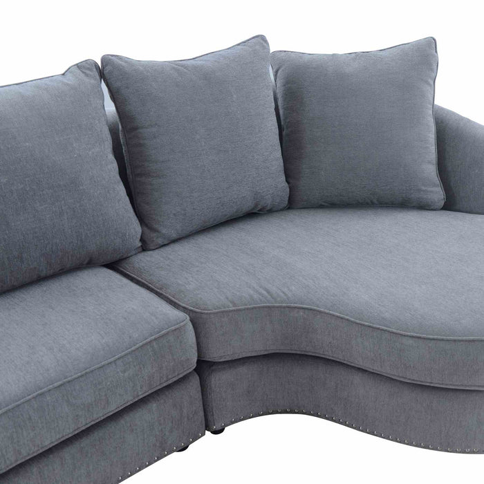 Queenly Gray Fabric Upholstered Corner Sofa