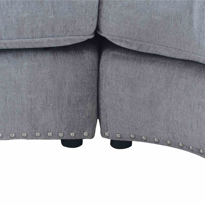 Queenly Gray Fabric Upholstered Corner Sofa