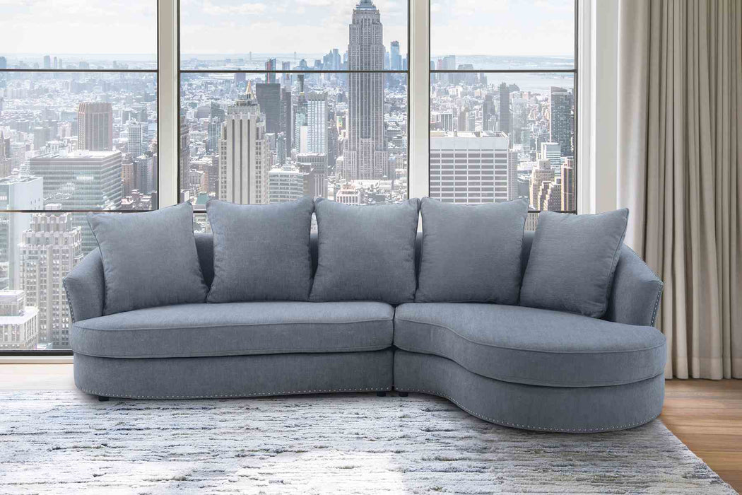 Queenly Gray Fabric Upholstered Corner Sofa
