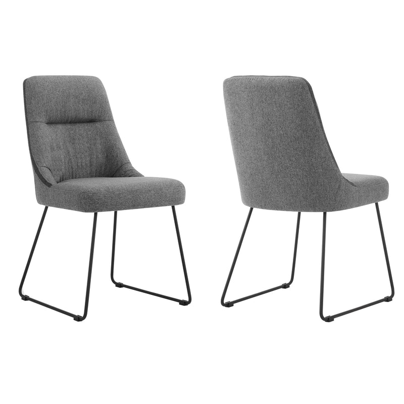 Quartz Gray Fabric and Metal Dining Room Chairs - Set of 2 - Furniture City (CA)l