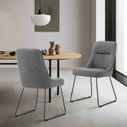 Quartz Gray Fabric and Metal Dining Room Chairs - Set of 2 - Furniture City (CA)l