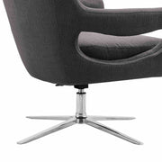 Quinn Contemporary Adjustable Swivel Accent Chair in Polished Chrome Finish with Gray Fabric - Furniture City (CA)l