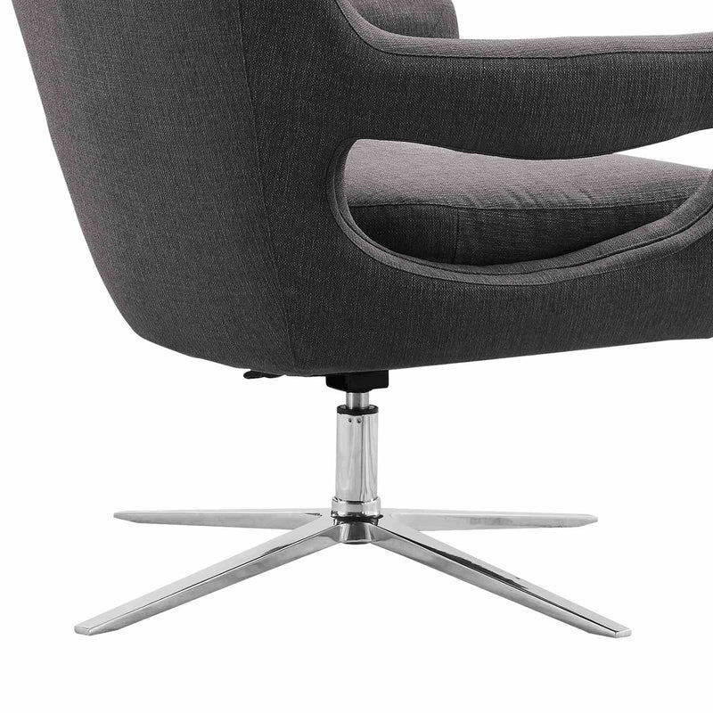 Quinn Contemporary Adjustable Swivel Accent Chair in Polished Chrome Finish with Gray Fabric - Furniture City (CA)l