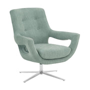 Quinn Contemporary Adjustable Swivel Accent Chair in Polished Steel Finish with Spa Blue Fabric - Furniture City (CA)l
