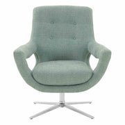 Quinn Contemporary Adjustable Swivel Accent Chair in Polished Steel Finish with Spa Blue Fabric - Furniture City (CA)l