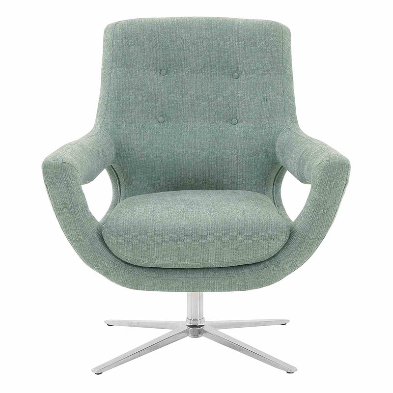Quinn Contemporary Adjustable Swivel Accent Chair in Polished Steel Finish with Spa Blue Fabric - Furniture City (CA)l
