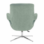 Quinn Contemporary Adjustable Swivel Accent Chair in Polished Steel Finish with Spa Blue Fabric - Furniture City (CA)l