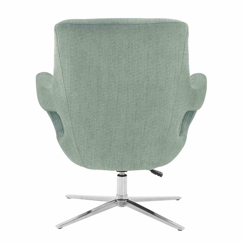 Quinn Contemporary Adjustable Swivel Accent Chair in Polished Steel Finish with Spa Blue Fabric - Furniture City (CA)l