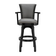 Raleigh 26" Counter Height Swivel Gray Faux Leather and Black Wood Arm Bar Stool - Furniture City (CA)l