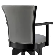 Raleigh 26" Counter Height Swivel Gray Faux Leather and Black Wood Arm Bar Stool - Furniture City (CA)l