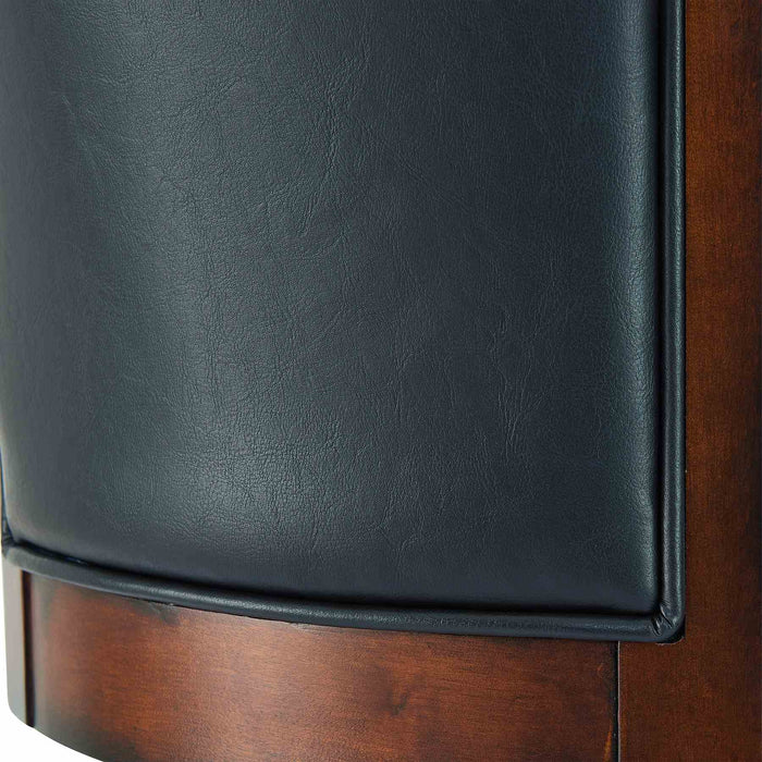 Raleigh Arm 26" Counter Height Swivel Barstool in Rustic Cordovan Finish and Brown Bonded Leather