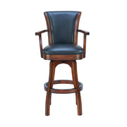 Raleigh Arm 30" Bar Height Swivel Barstool in Rustic Cordovan Finish and Brown Bonded Leather - Furniture City (CA)l
