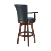 Raleigh Arm 30" Bar Height Swivel Barstool in Rustic Cordovan Finish and Brown Bonded Leather - Furniture City (CA)l
