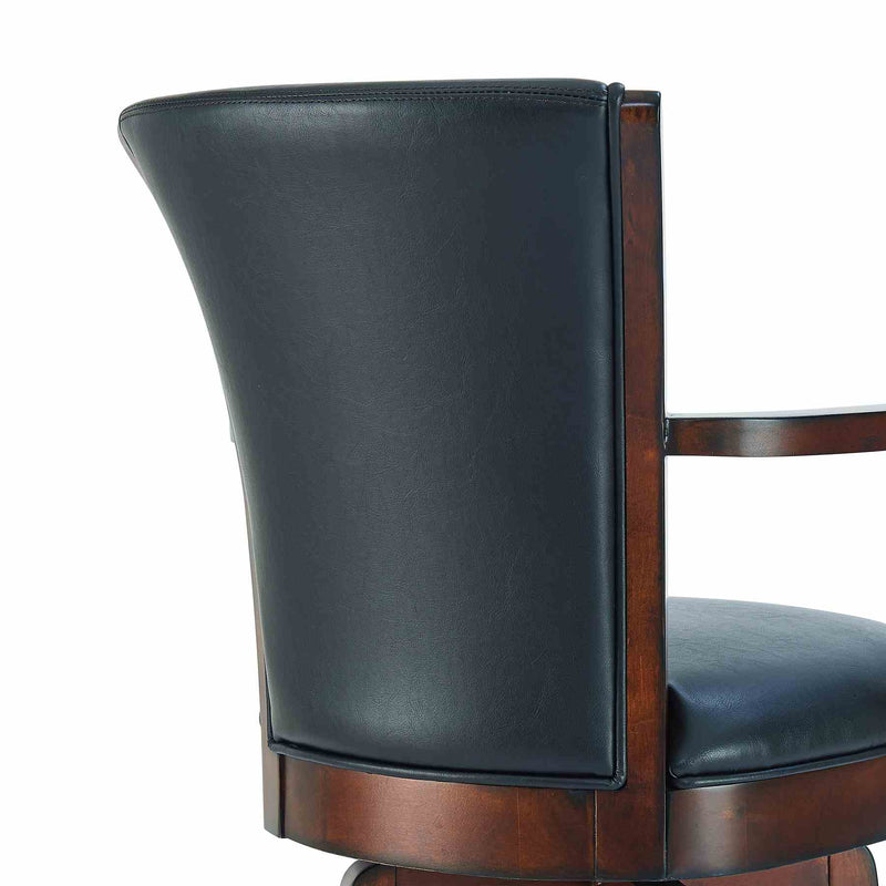 Raleigh Arm 30" Bar Height Swivel Barstool in Rustic Cordovan Finish and Brown Bonded Leather - Furniture City (CA)l