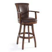 Raleigh 26" Counter Height Swivel Kahlua Faux Leather and Chestnut Wood Arm Bar Stool - Furniture City (CA)l