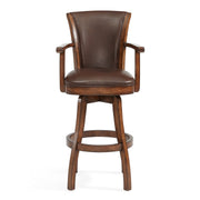Raleigh 26" Counter Height Swivel Kahlua Faux Leather and Chestnut Wood Arm Bar Stool - Furniture City (CA)l