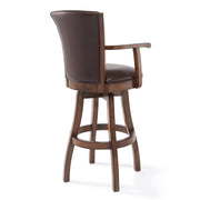 Raleigh 26" Counter Height Swivel Kahlua Faux Leather and Chestnut Wood Arm Bar Stool - Furniture City (CA)l