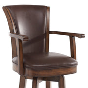 Raleigh 26" Counter Height Swivel Kahlua Faux Leather and Chestnut Wood Arm Bar Stool - Furniture City (CA)l