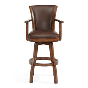 Raleigh 30" Bar Height Swivel Kahlua Faux Leather and Chestnut Wood Arm Bar Stool - Furniture City (CA)l