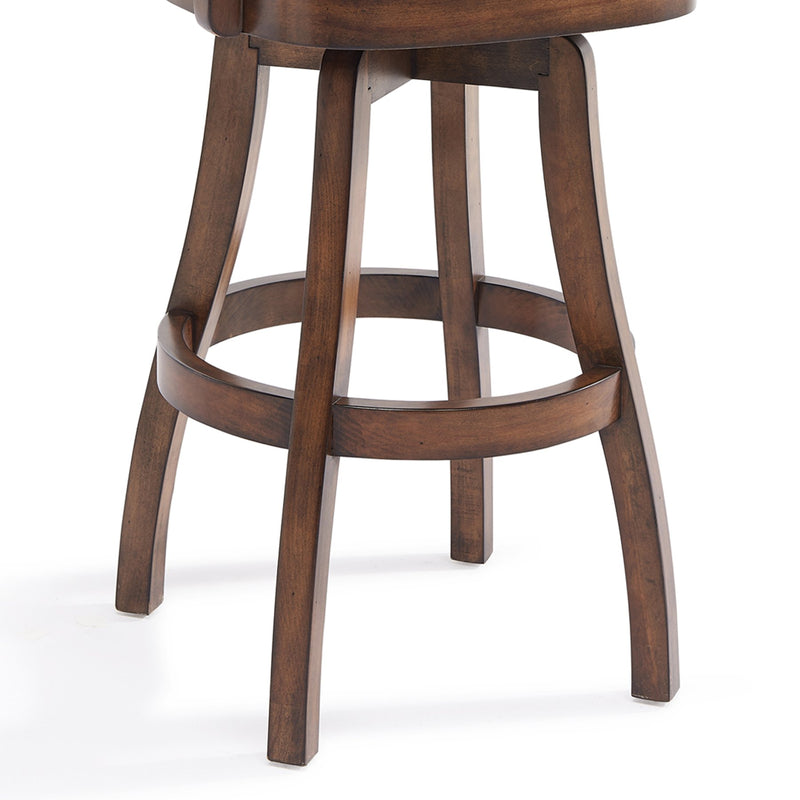 Raleigh 30" Bar Height Swivel Kahlua Faux Leather and Chestnut Wood Arm Bar Stool - Furniture City (CA)l