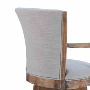 Raleigh Arm 26" Counter Height Swivel Barstool in Distressed Oak Finish and Putty Ivory Linen - Furniture City (CA)l