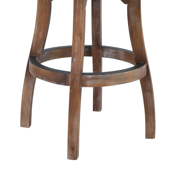 Raleigh Arm 26" Counter Height Swivel Barstool in Distressed Oak Finish and Putty Ivory Linen