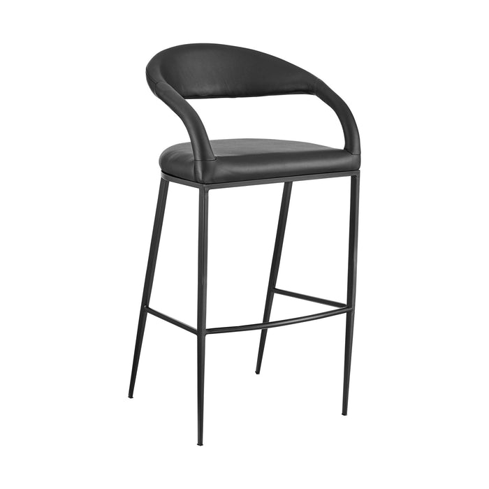 Ramona 26" Counter Stool with Matte Black Iron and Black Faux Leather
