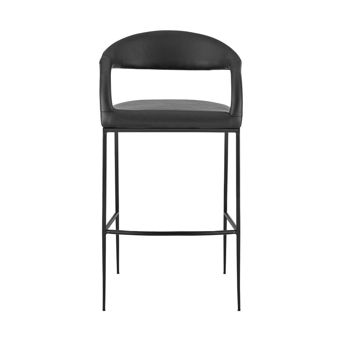 Ramona 26" Counter Stool with Matte Black Iron and Black Faux Leather