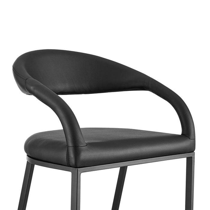 Ramona 26" Counter Stool with Matte Black Iron and Black Faux Leather
